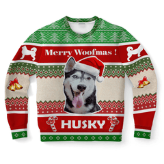 Personalized Siberian Husky Dog Ugly Christmas Sweater, Upload Photo Sweater, Gift for Dog Lovers