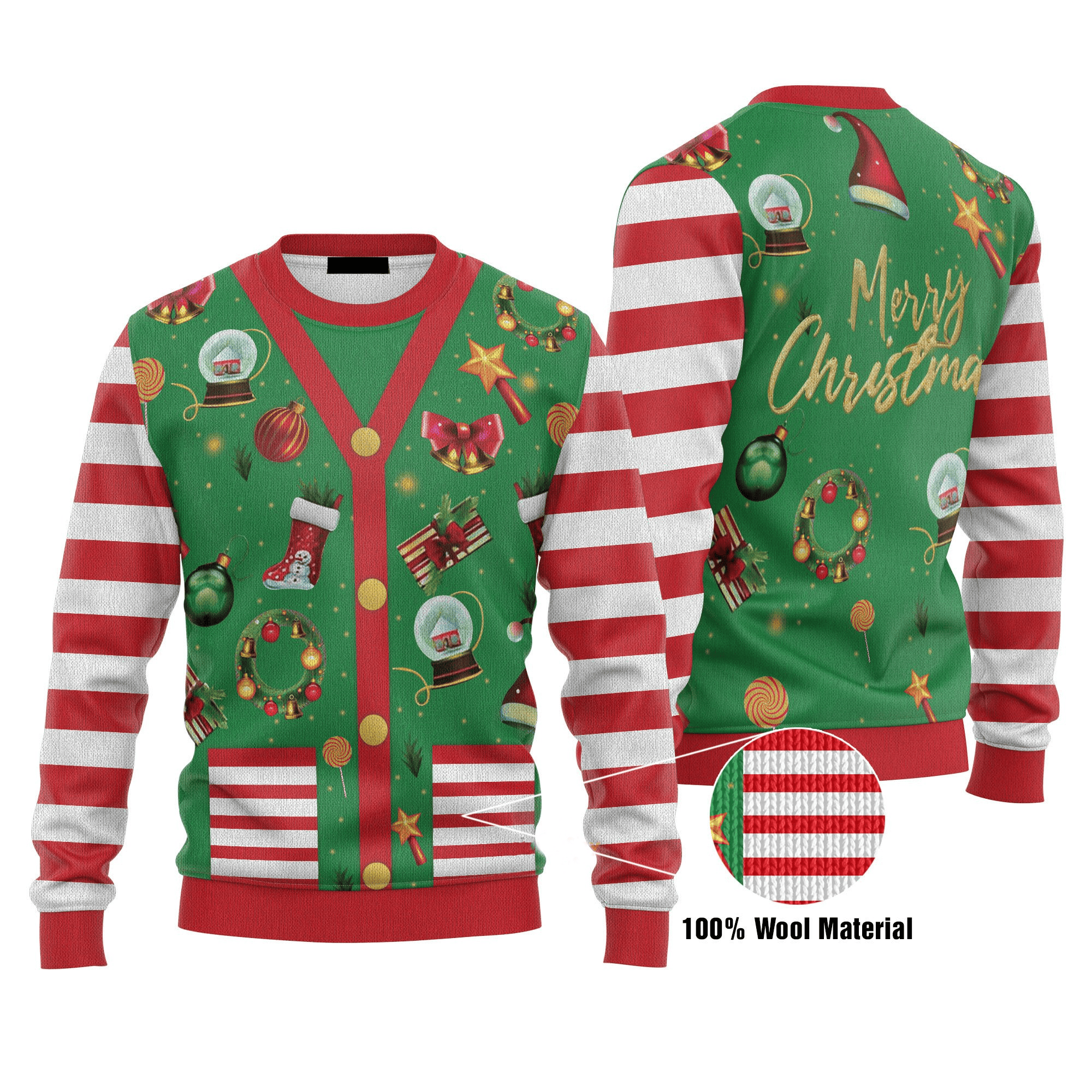 Funny Christmas Cardigan Style Ugly Christmas Sweater 3D Printed Best Gift For Men Women