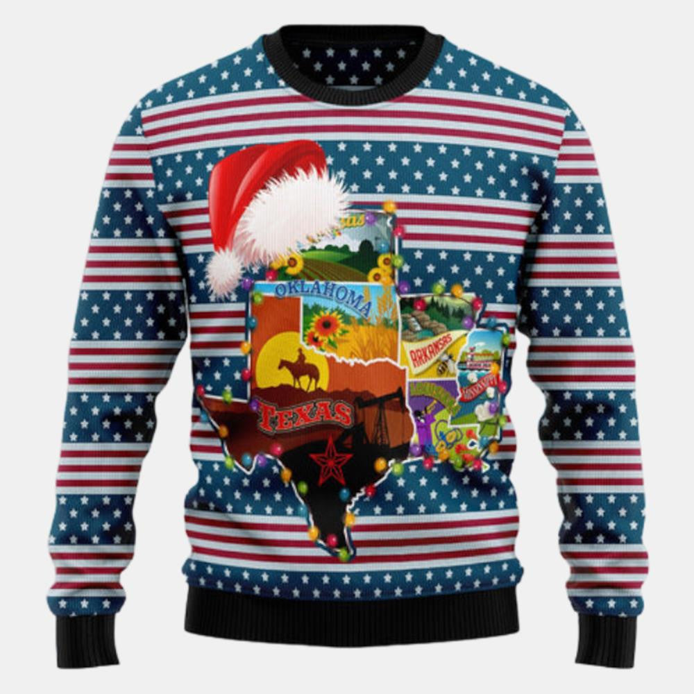 3D All Over Printed Texas Map Xmas Ugly Sweater, Perfect Shirt for Texas People