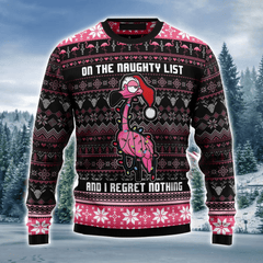 Flamingo Christmas Ugly Christmas Sweater, Flamingo Naughty List Ugly Sweater