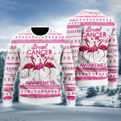 Flamingo Breast Cancer Awareness Ugly Sweater Christmas, Flamingo Ugly Sweater For Men & Women