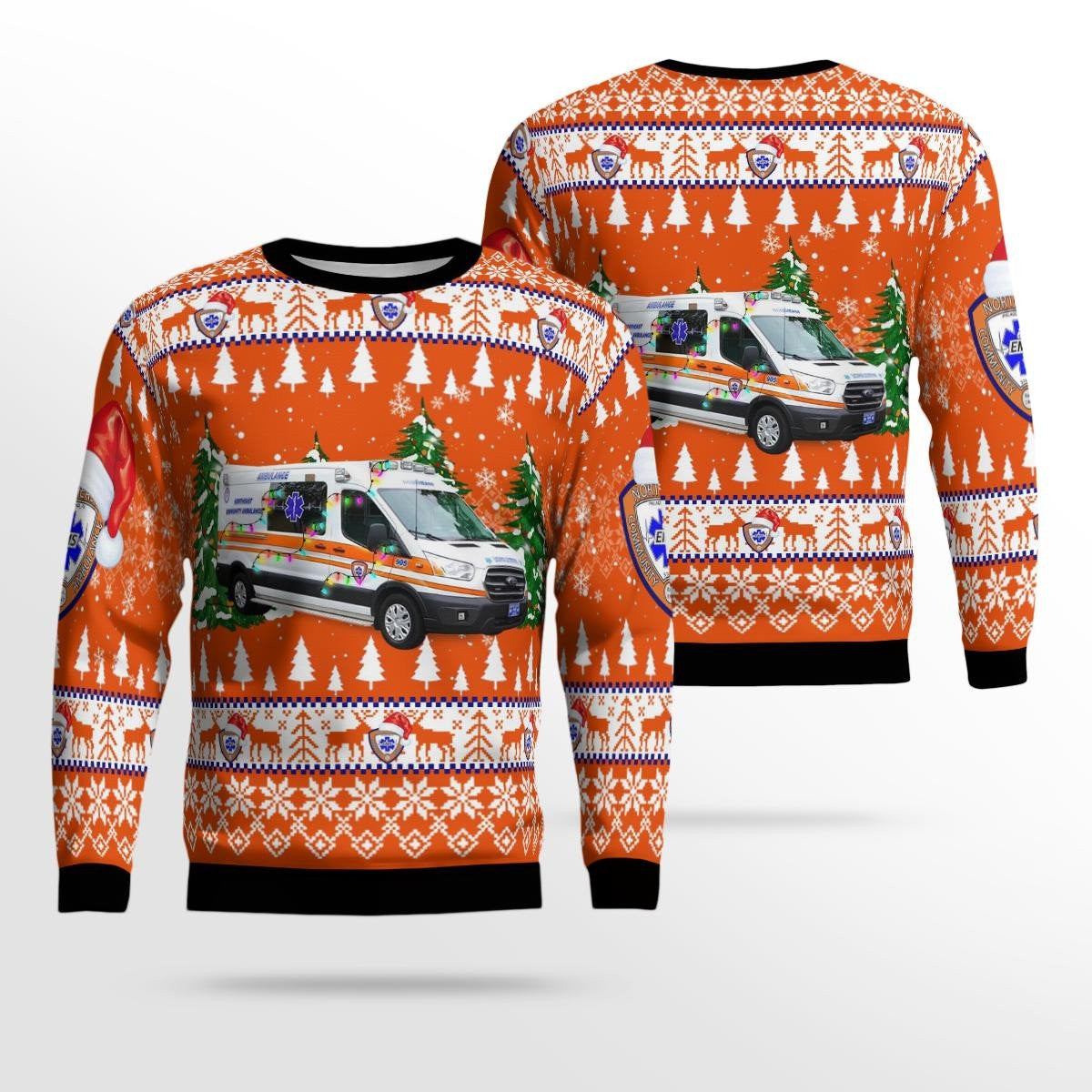 Northeast Community Ambulance Philadelphia, Pennsylvania Christmas Aop Ugly Sweater