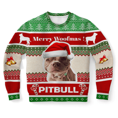 Merry Woofmas Pitbull Terrier Dog Ugly Christmas Sweater , Perfect Shirt for Dog Lovers Christmas