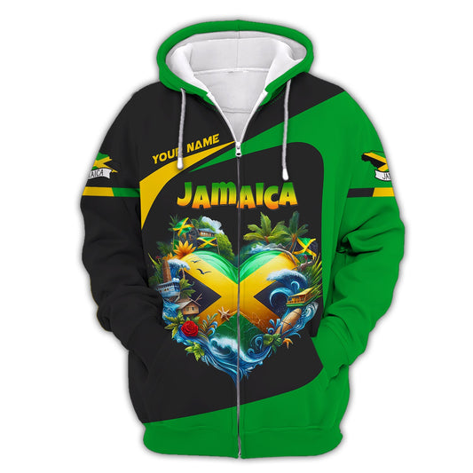 Jamaica Heart Culture Custom Name 3D Shirt Personalized Gift For Jamaican Lovers