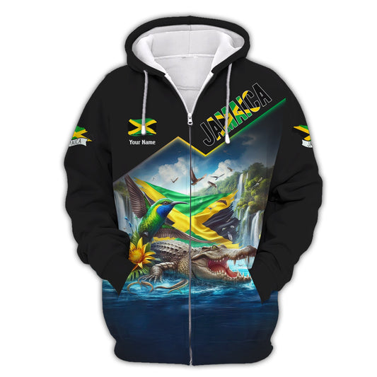 Personalized Jamaica Pride Shirt Crocodile And Hummingbird Of Jamaica Gif For Jamaican Lover