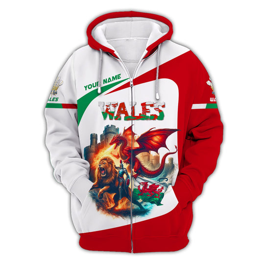 Flame Of Wales Custom T-Shirts Wales 3D Full Print Shirt Gif For Welsh Lovers