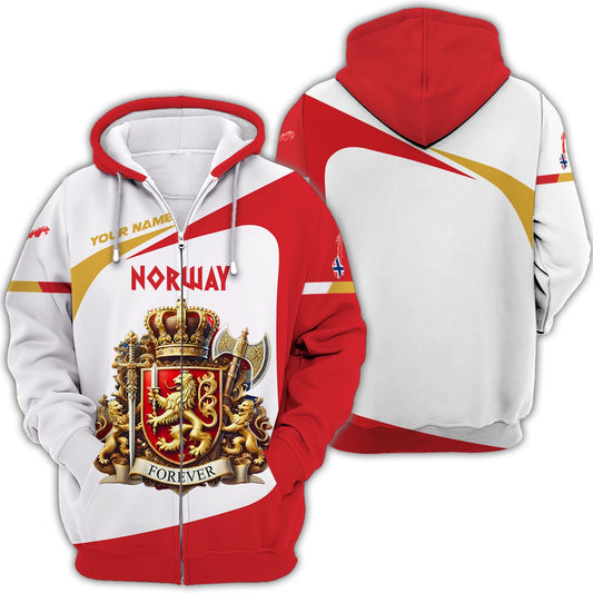 Coat Of Arms Norway Personalized Name 3D Shirt Custom Gift For Norway Lovers