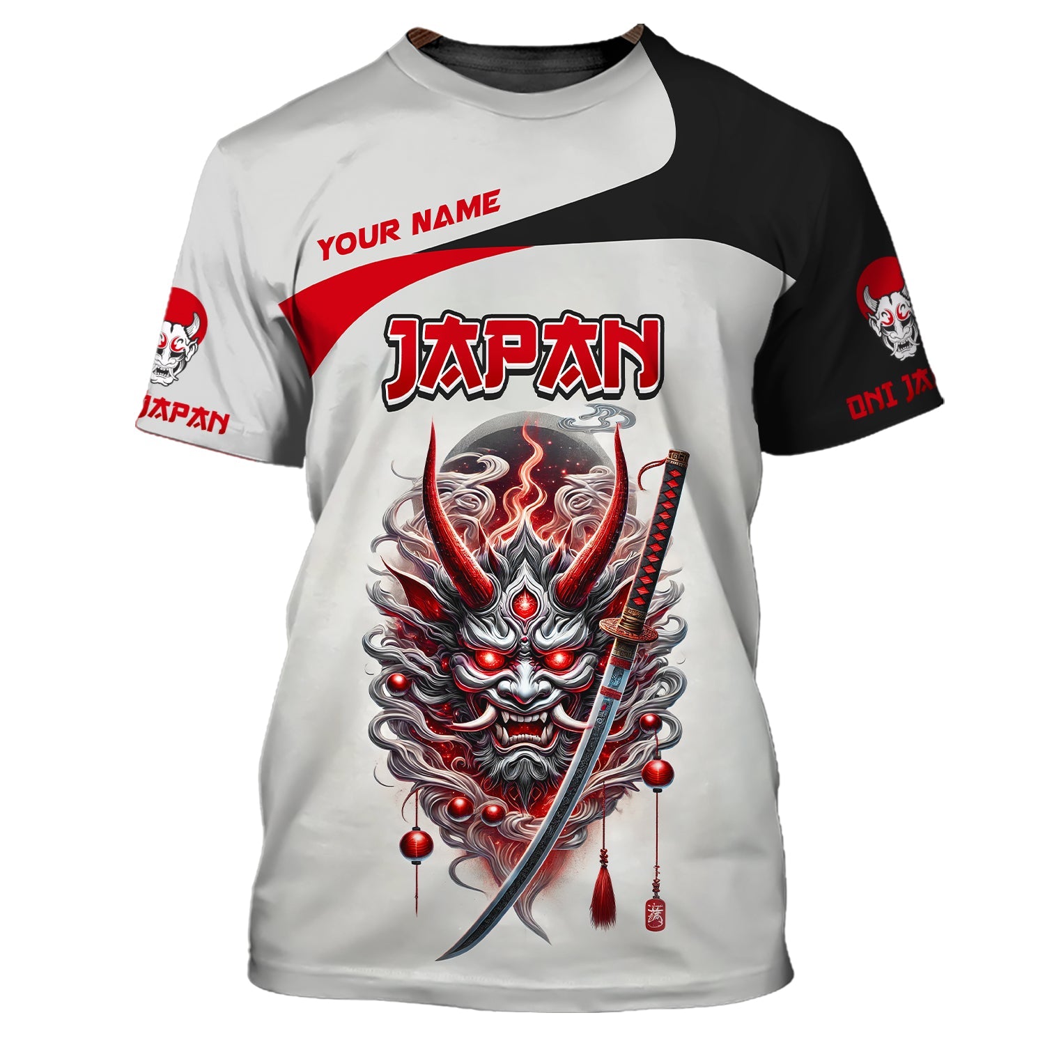 Oni Mask Japan Custom Zipper Hoodie Japanese 3D Shirt Gif For Japan Lover