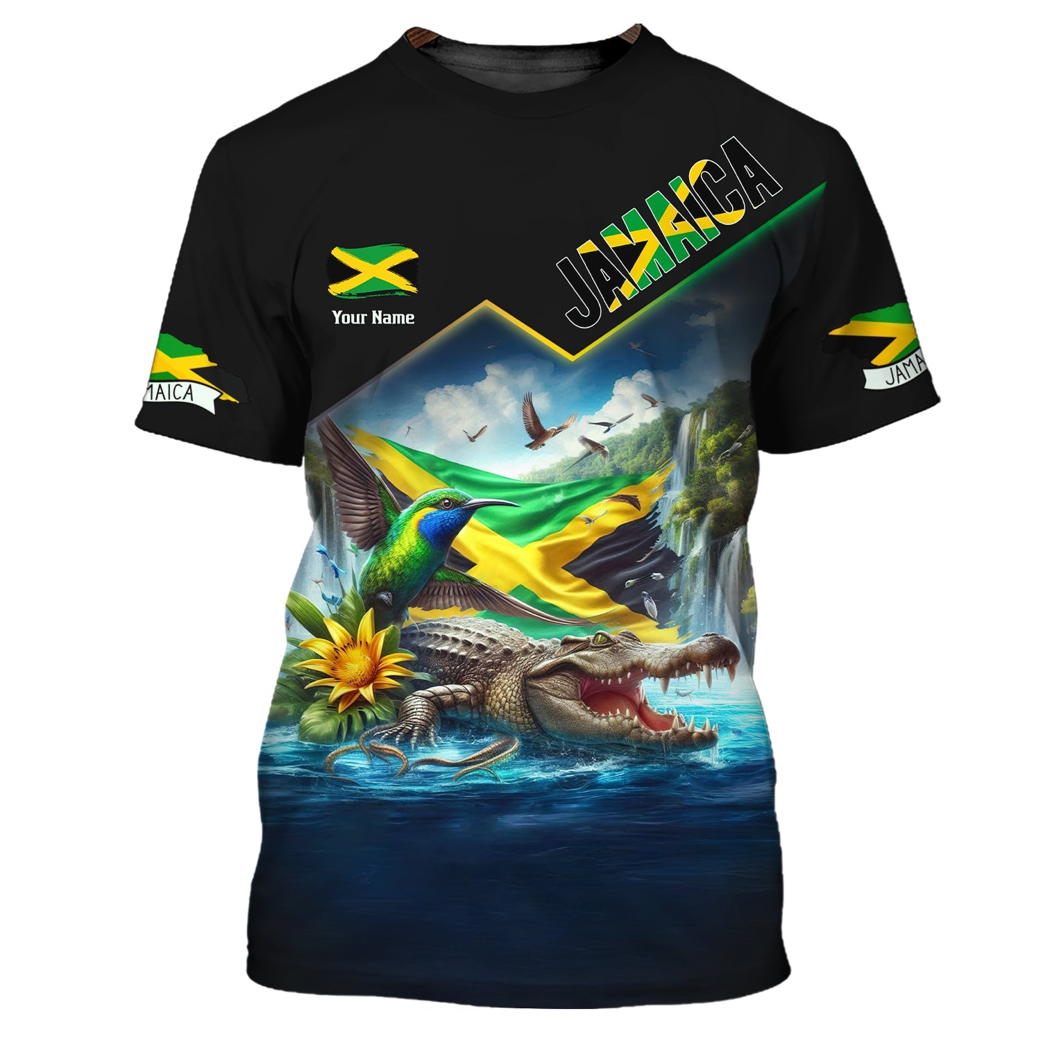 Personalized Jamaica Pride Zipper Hoodie Crocodile And Hummingbird Of Jamaica Gif For Jamaican Lover